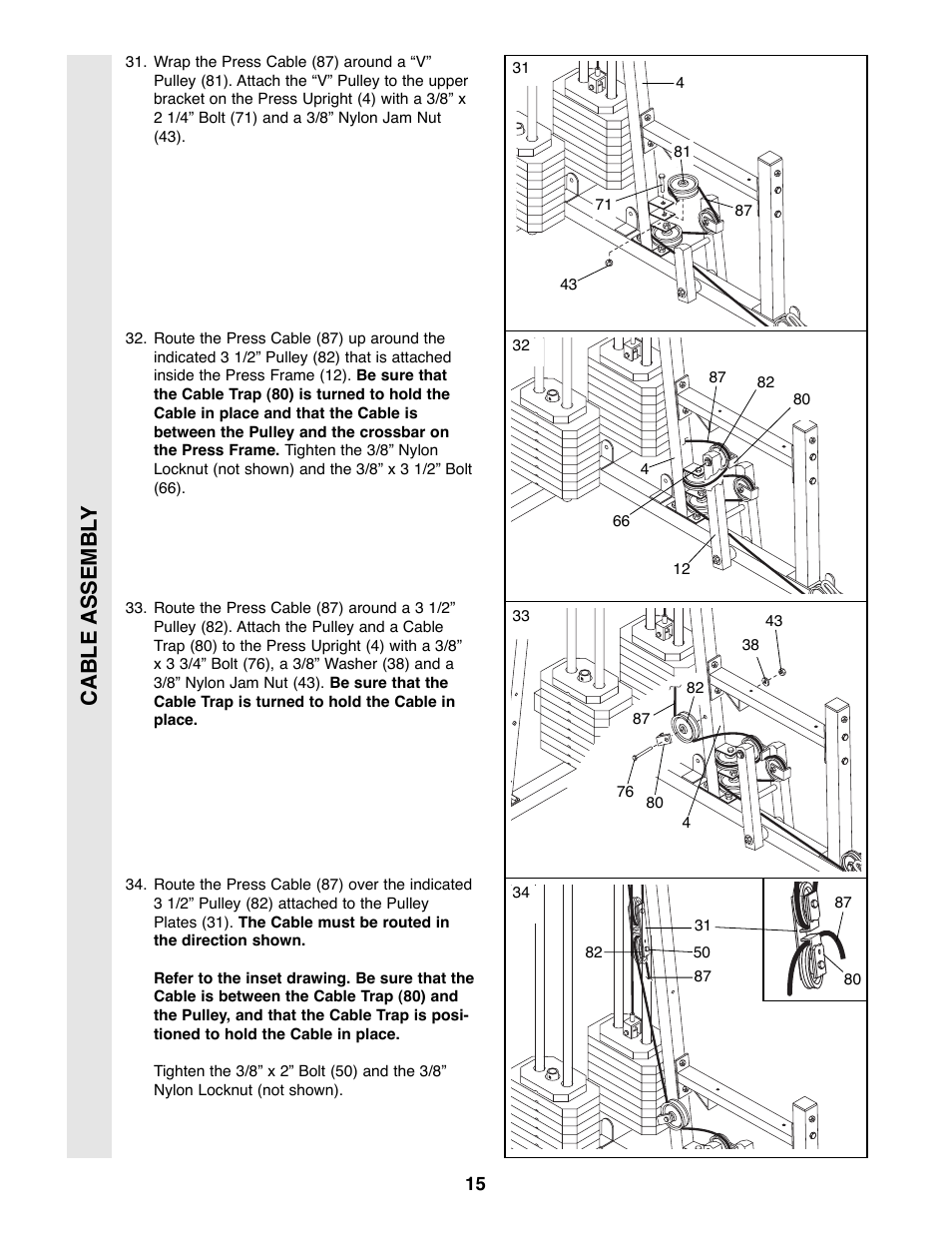 Cable assembl y | Weider 9300 PRO User Manual | Page 15 / 33