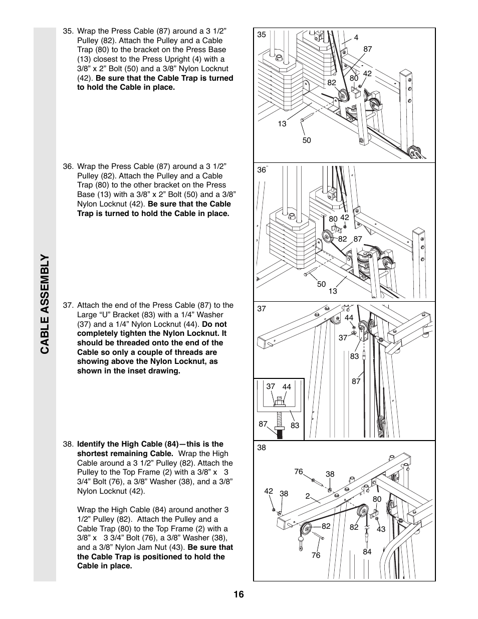 Cable assembl y | Weider 9300 PRO User Manual | Page 16 / 33