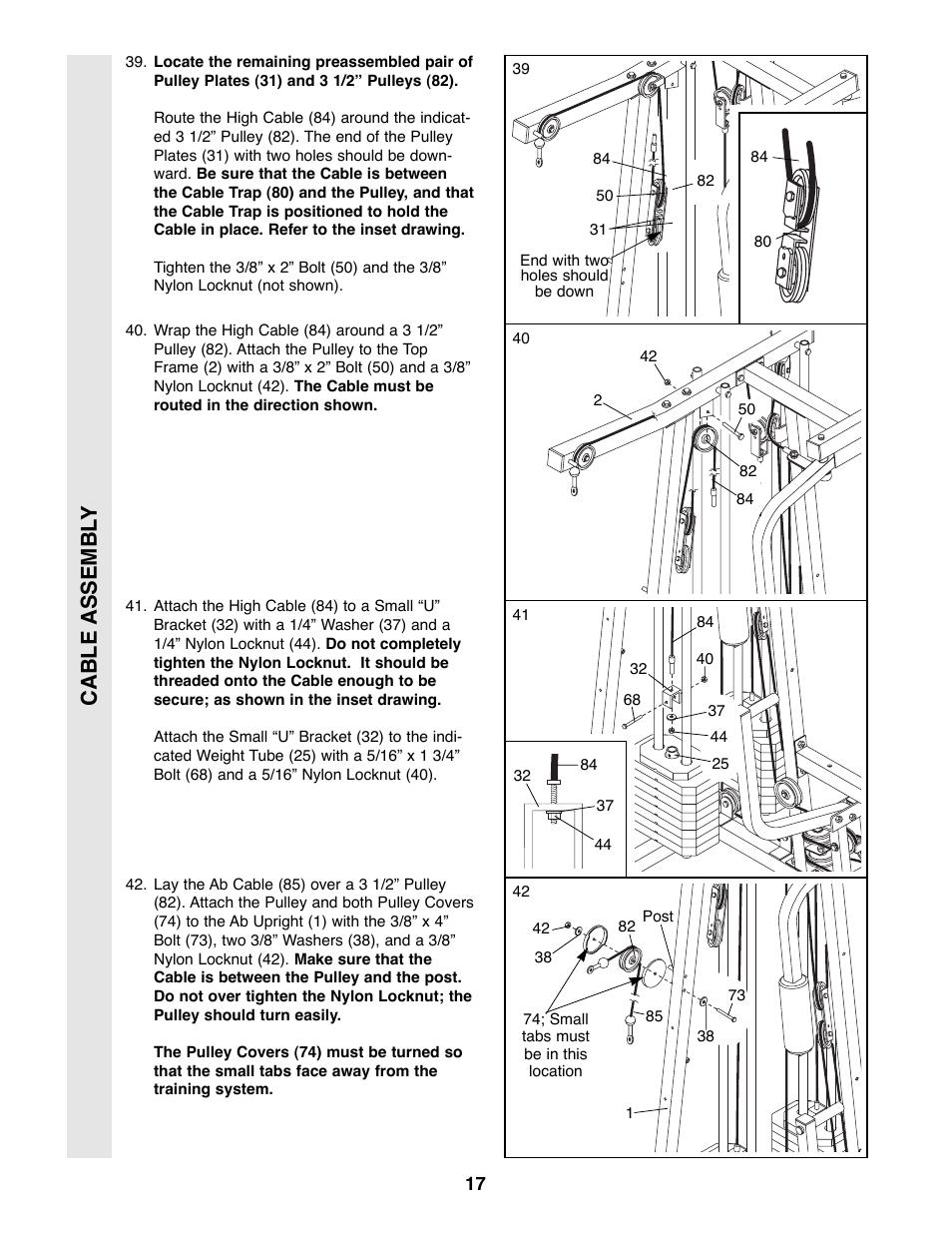 Cable assembl y | Weider 9300 PRO User Manual | Page 17 / 33