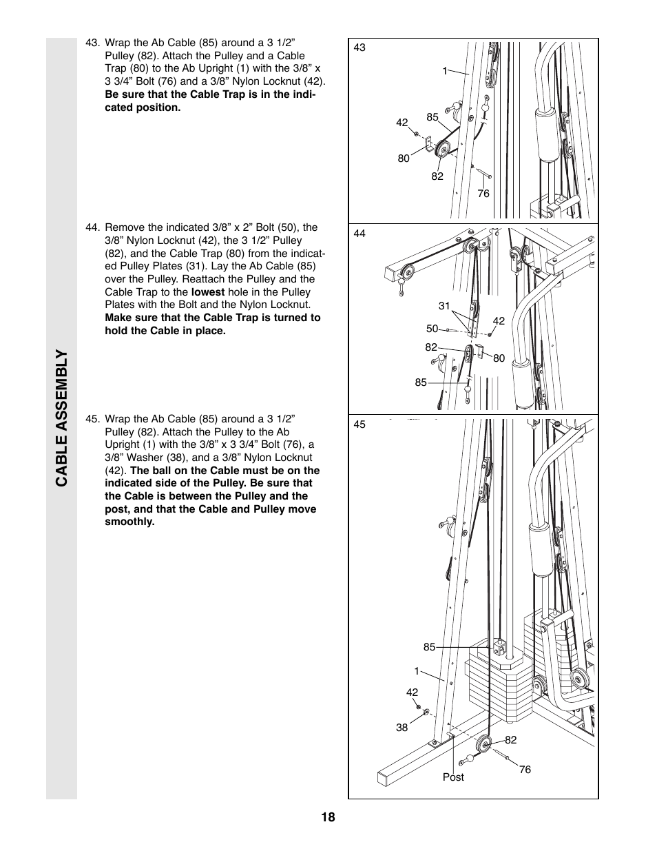 Cable assembl y | Weider 9300 PRO User Manual | Page 18 / 33