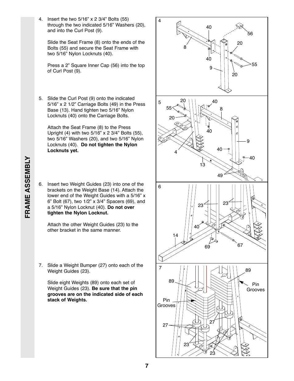 Frame assembl y | Weider 9300 PRO User Manual | Page 7 / 33