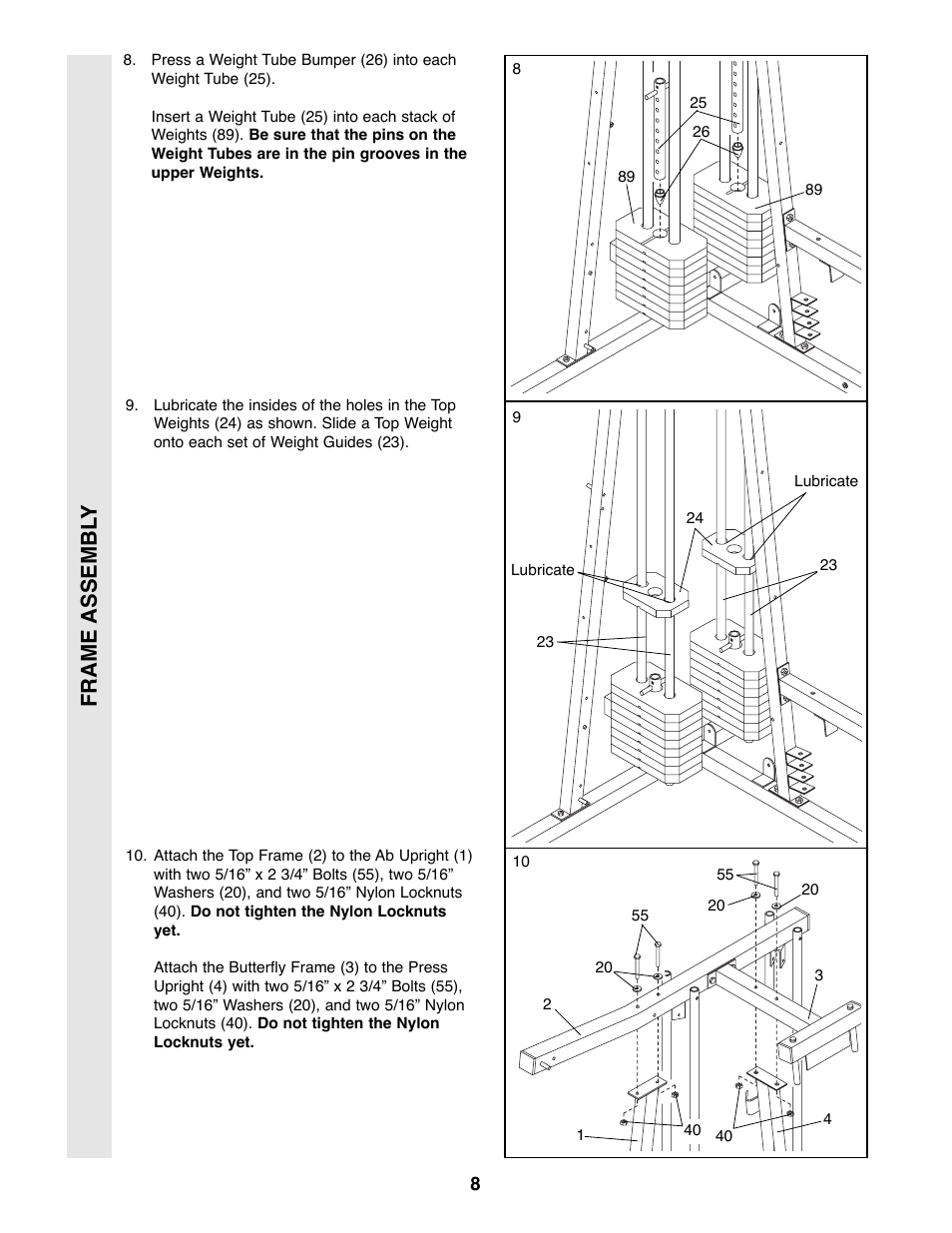 Frame assembl y | Weider 9300 PRO User Manual | Page 8 / 33