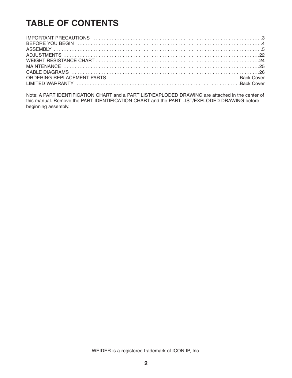 Weider WESY26331 User Manual | Page 2 / 32
