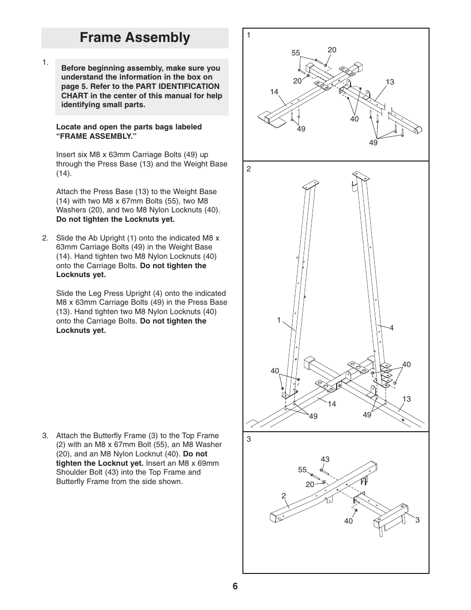 Frame assembly | Weider WESY26331 User Manual | Page 6 / 32