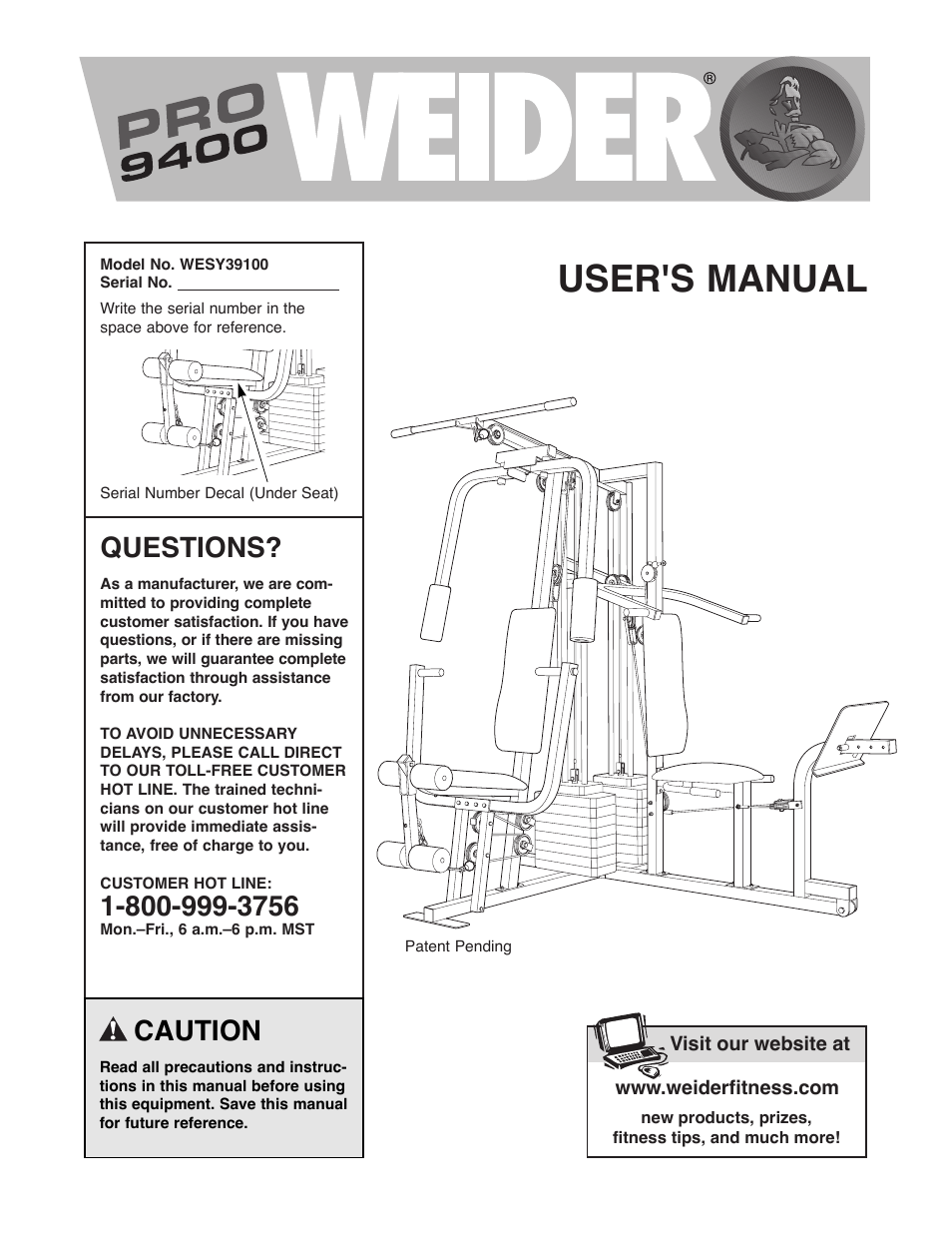 Weider PRO 9400 User Manual | 33 pages