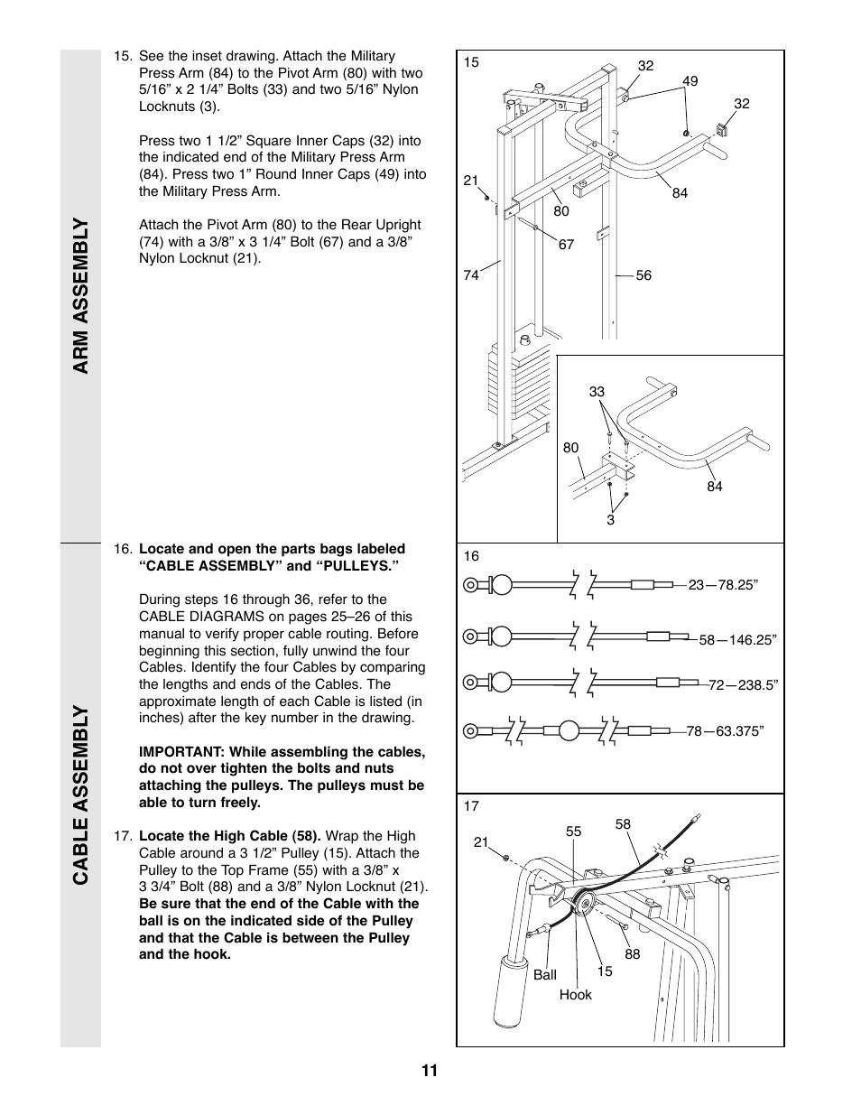 Arm assembl y cable assembl y | Weider PRO 9400 User Manual | Page 11 / 33