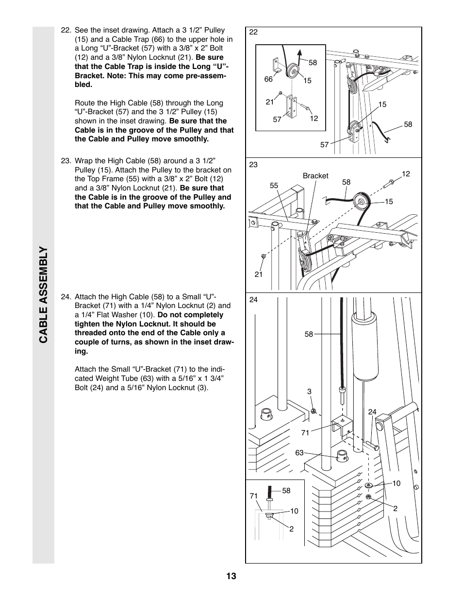 Cable assembl y | Weider PRO 9400 User Manual | Page 13 / 33