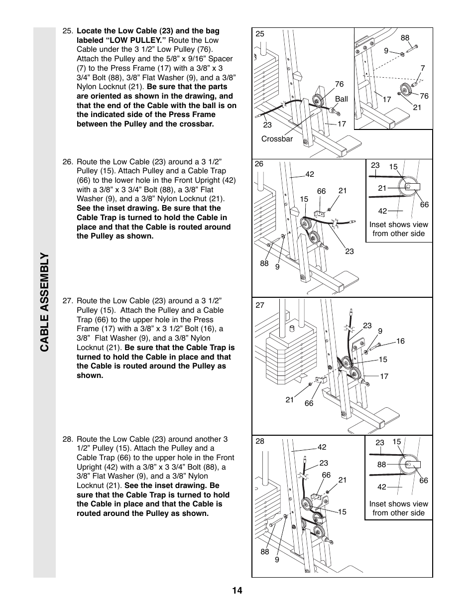 Cable assembl y | Weider PRO 9400 User Manual | Page 14 / 33