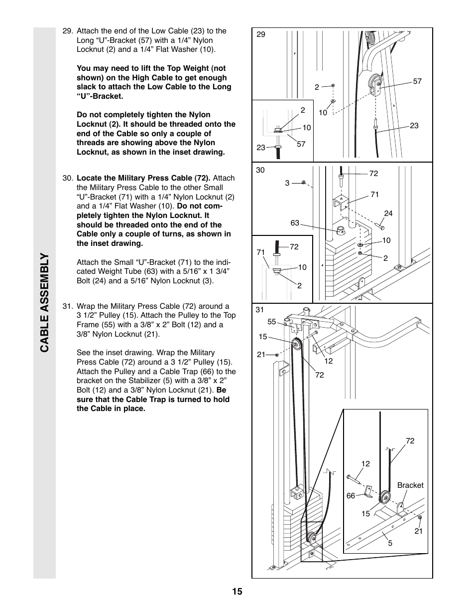 Cable assembl y | Weider PRO 9400 User Manual | Page 15 / 33