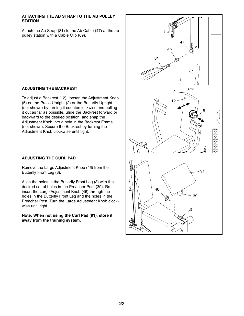 Weider WESY59100 User Manual | Page 22 / 32