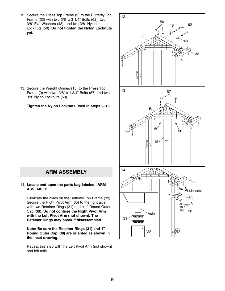 Arm assembly | Weider WESY59100 User Manual | Page 9 / 32