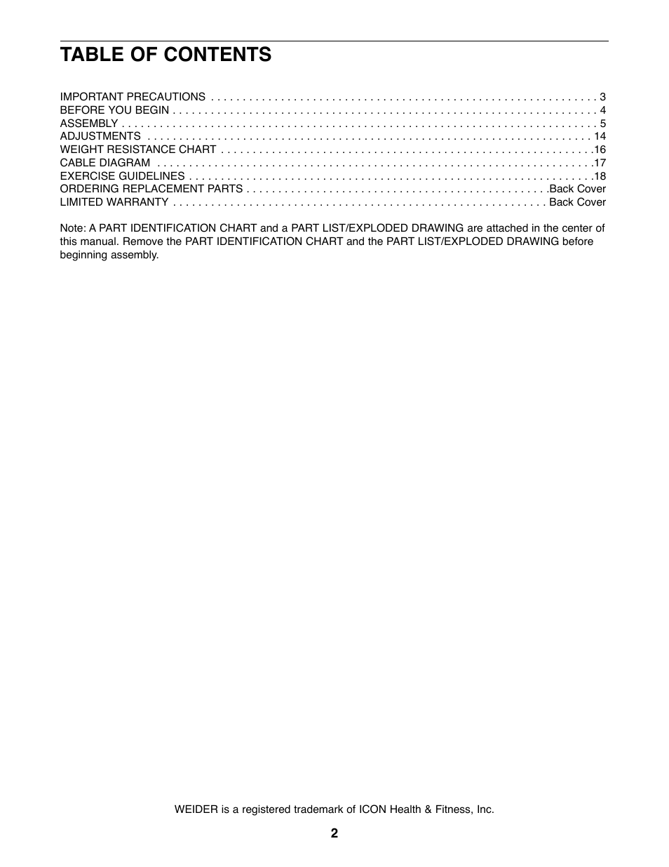 Weider 831.159010 User Manual | Page 2 / 27