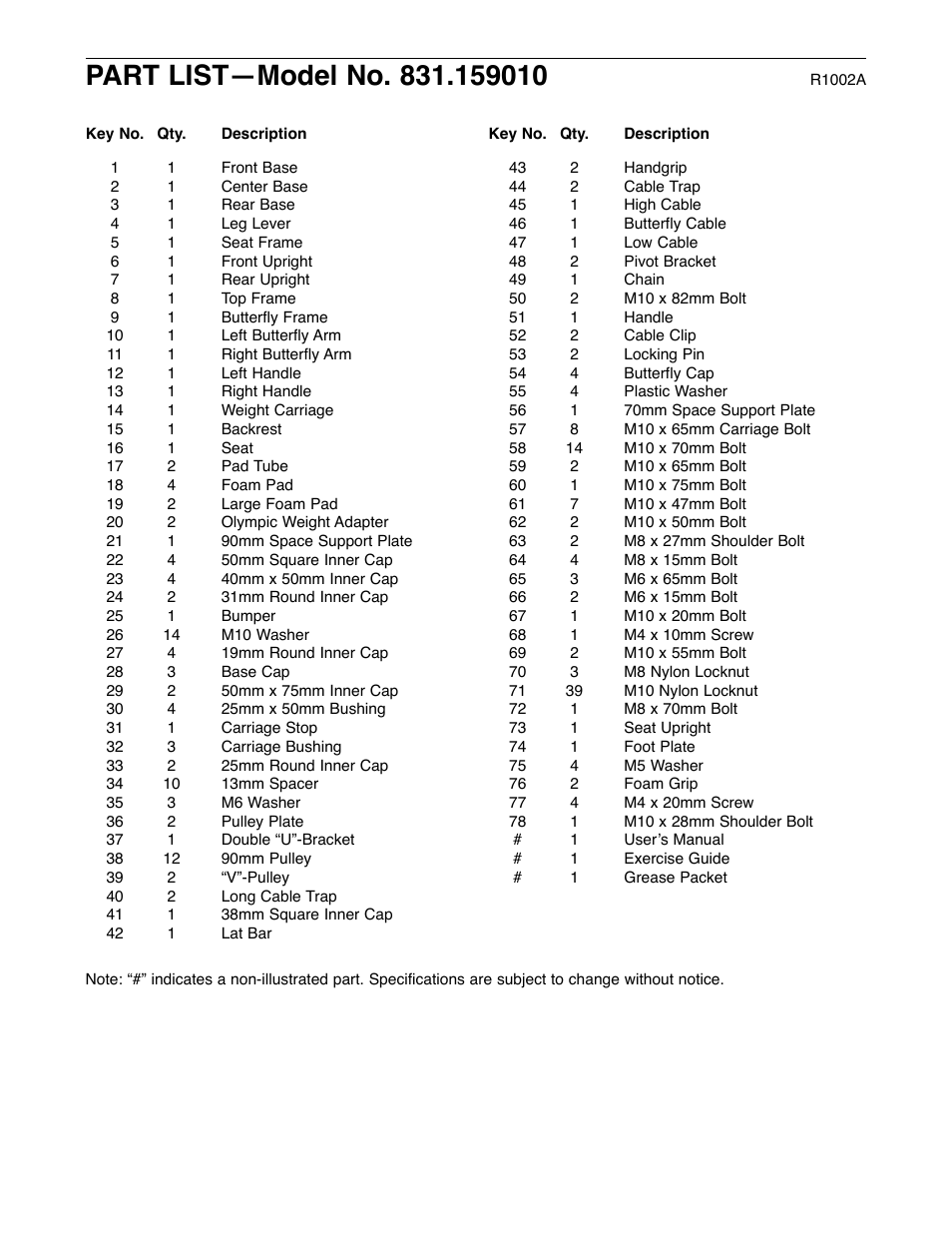 Weider 831.159010 User Manual | Page 26 / 27