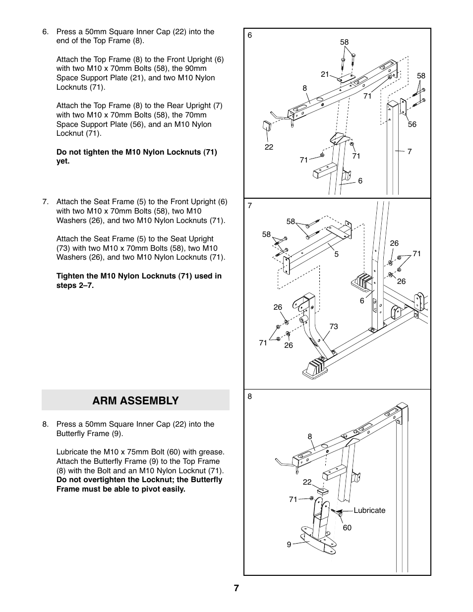 Arm assembly | Weider 831.159010 User Manual | Page 7 / 27