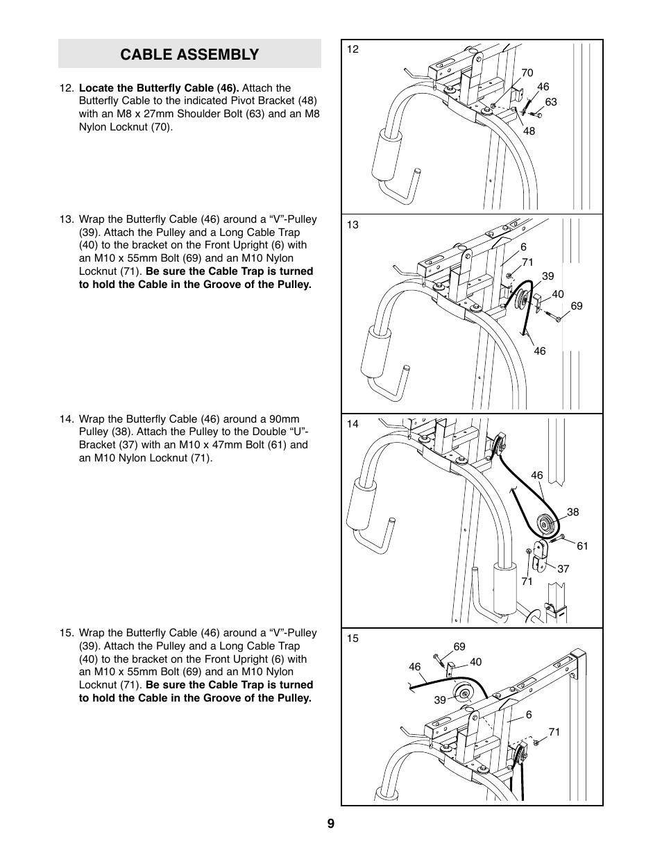 Cable assembly | Weider 831.159010 User Manual | Page 9 / 27