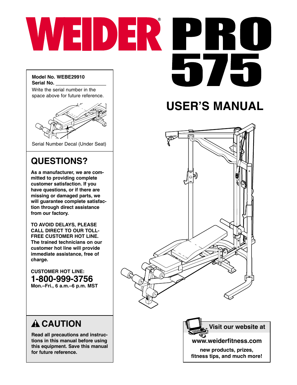 Weider WEBE29910 User Manual | 26 pages