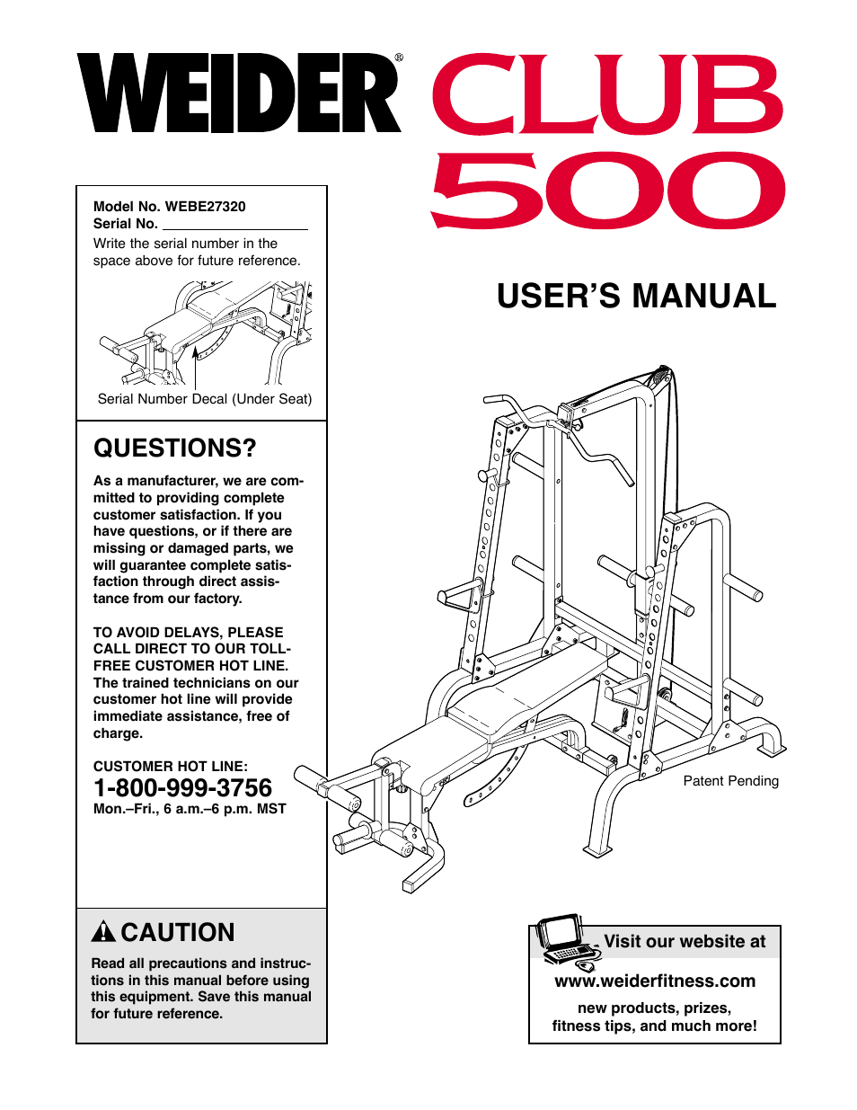 Weider WEBE27320 User Manual | 27 pages
