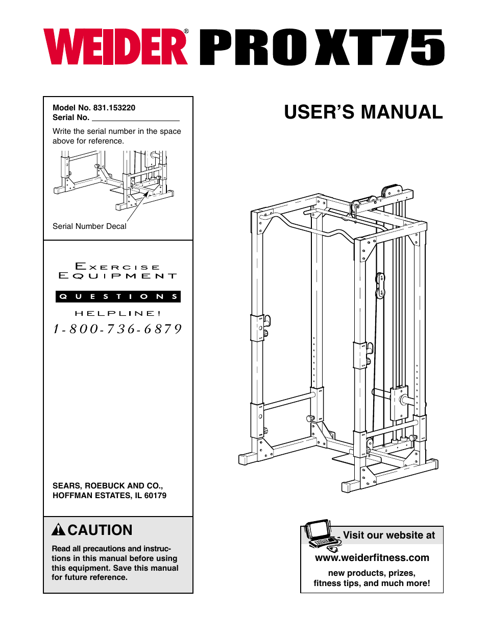 Weider PRO XT75 User Manual | 18 pages