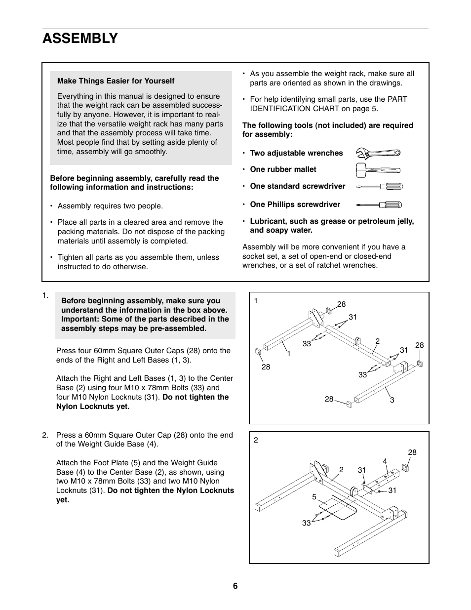 Assembly | Weider PRO XT75 User Manual | Page 6 / 18