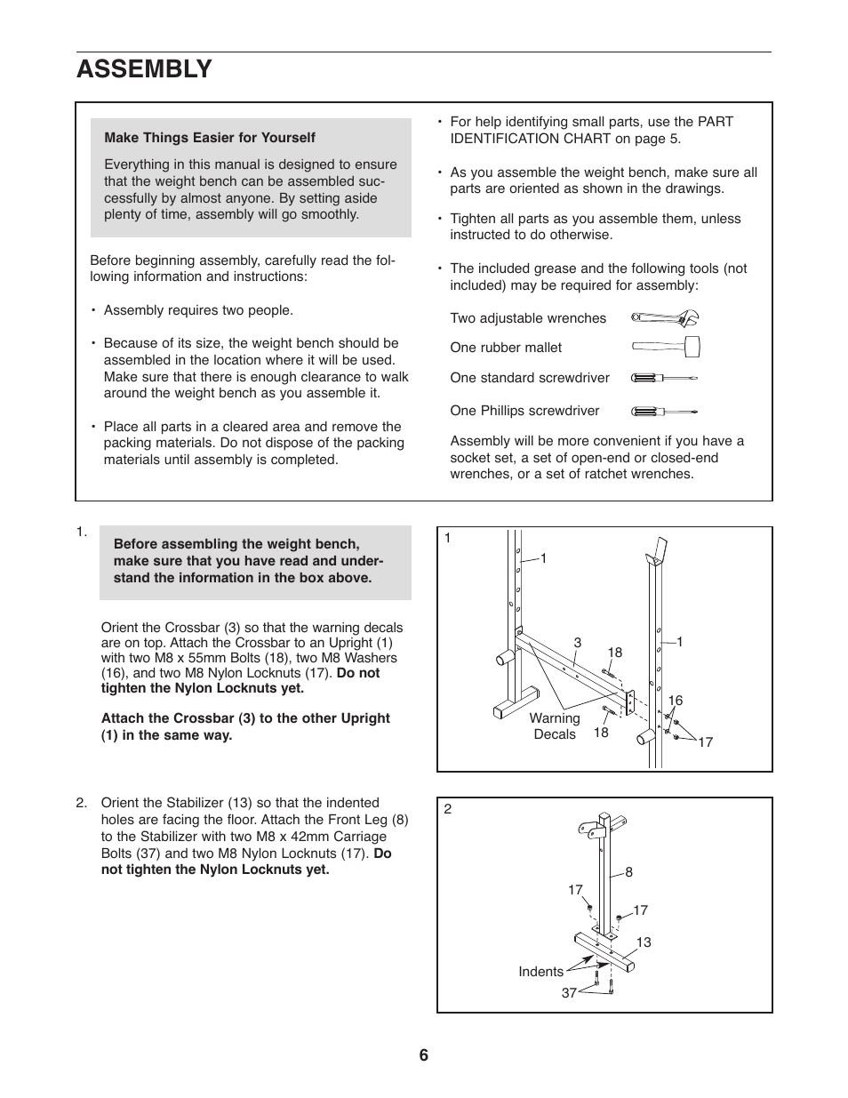 Assembly | Weider Pro 256 831.15791.1 User Manual | Page 6 / 16