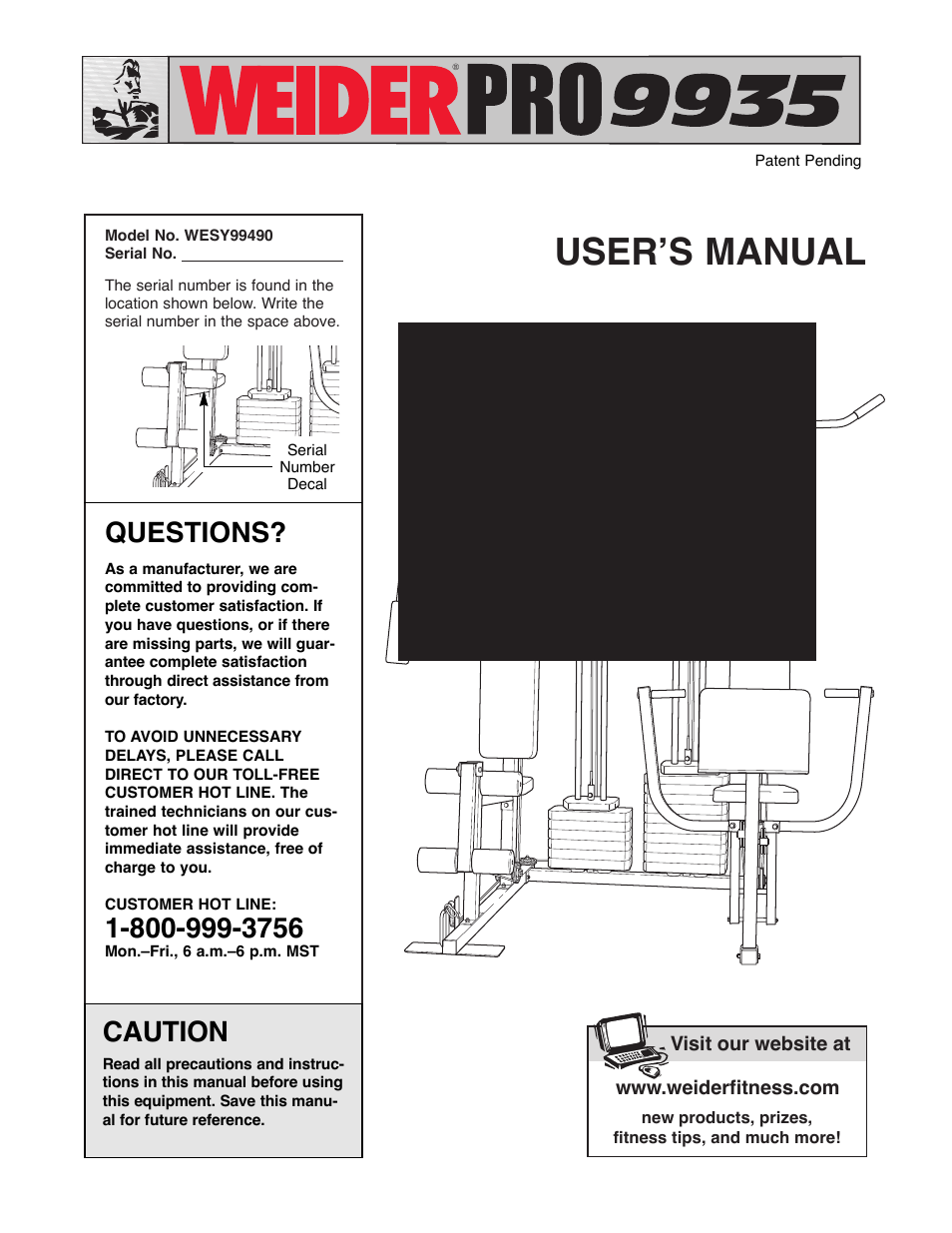 Weider WESY99490 User Manual | 33 pages