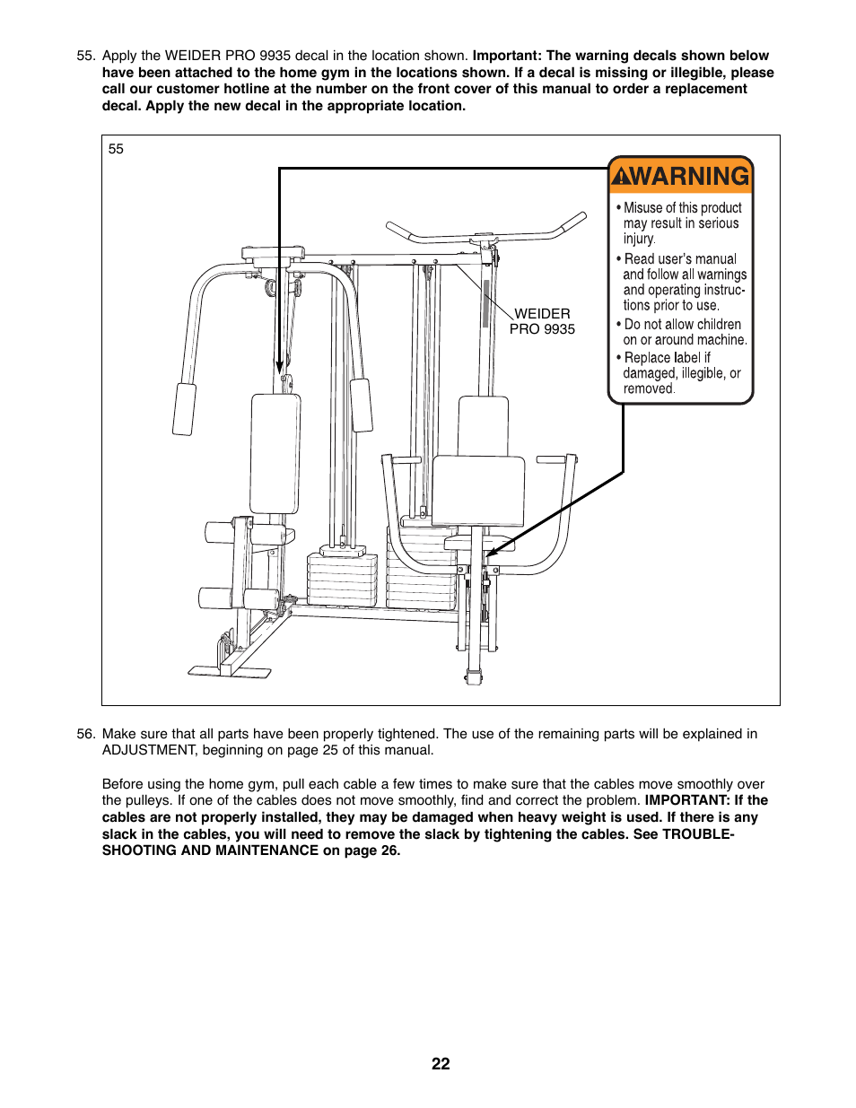 Weider WESY99490 User Manual | Page 22 / 33