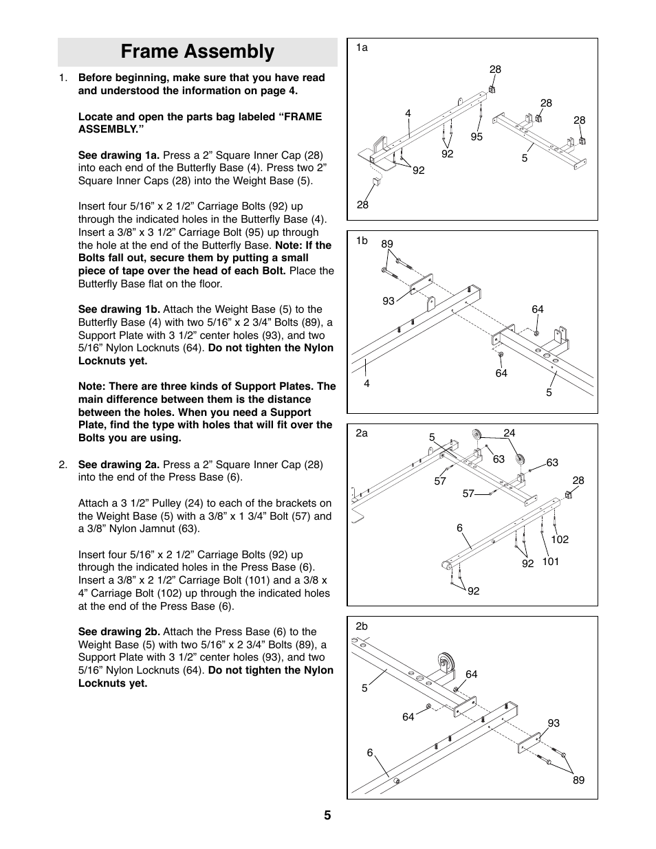 Frame assembly | Weider WESY99490 User Manual | Page 5 / 33
