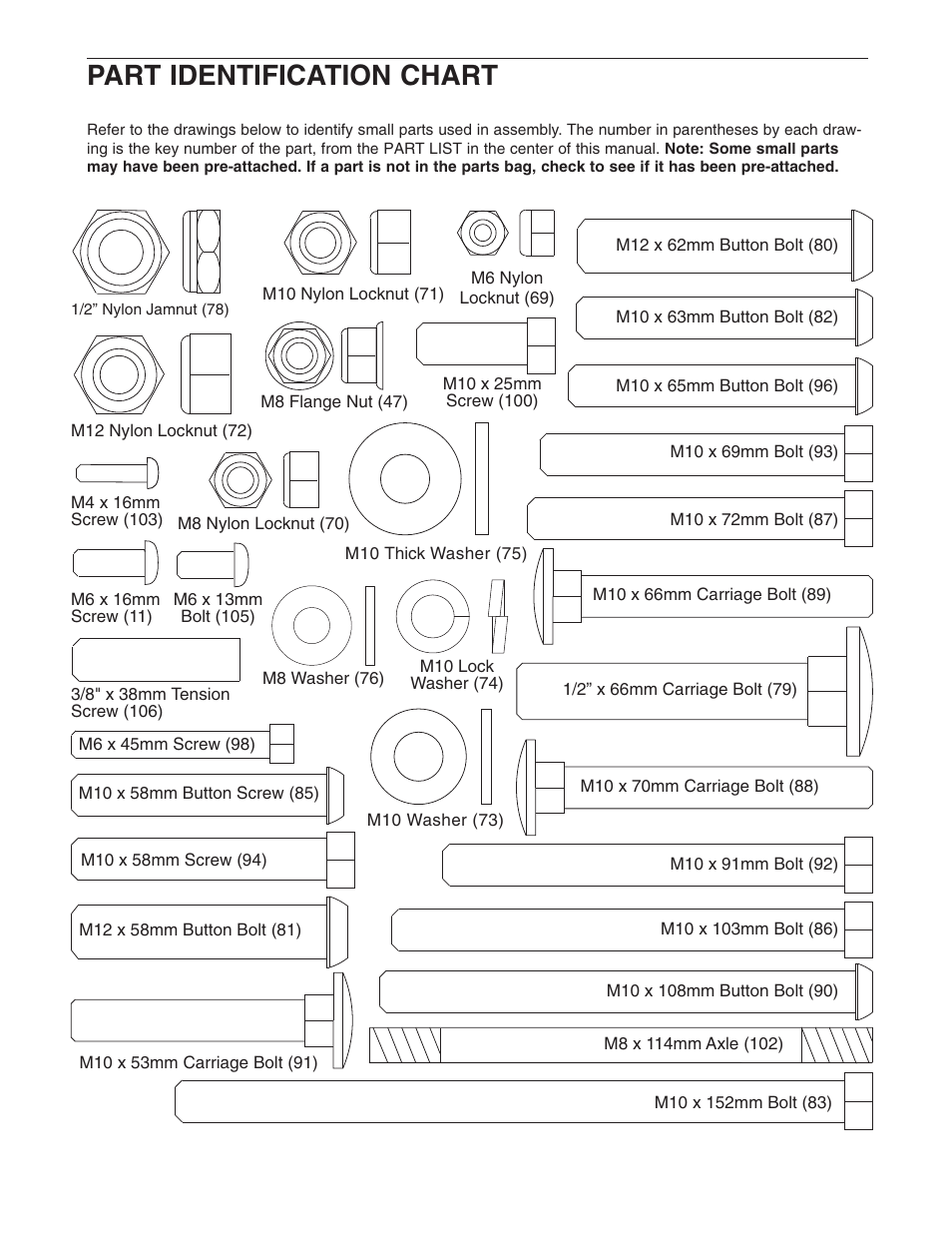 Part identification chart | Weider WESY68630 User Manual | Page 24 / 27