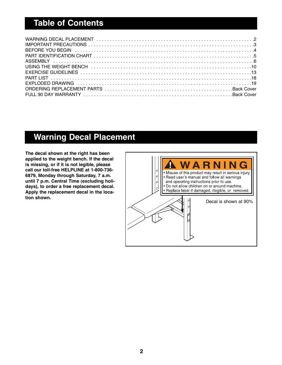 Weider 831.150730 User Manual | Page 2 / 20