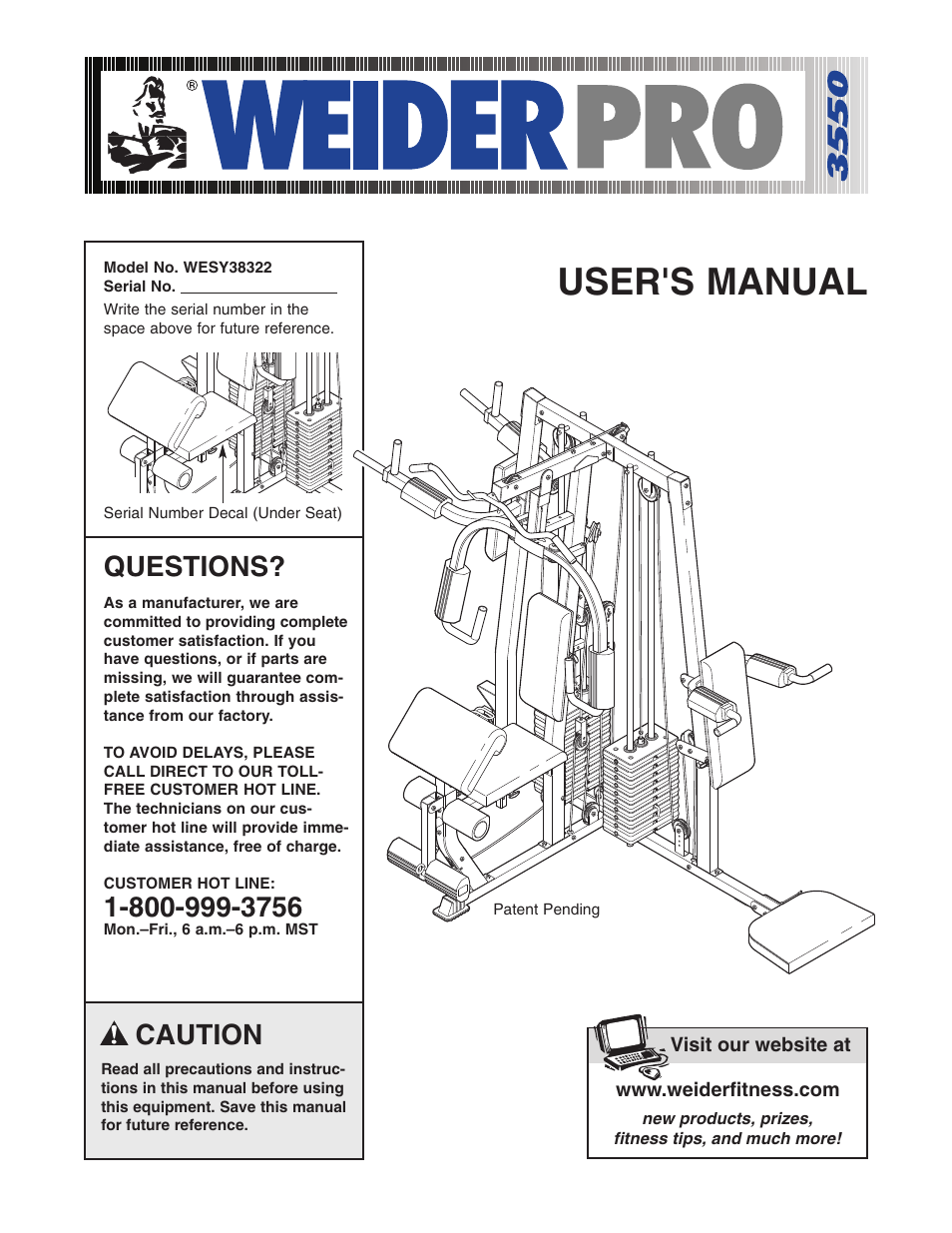 Weider WESY38322 User Manual | 33 pages