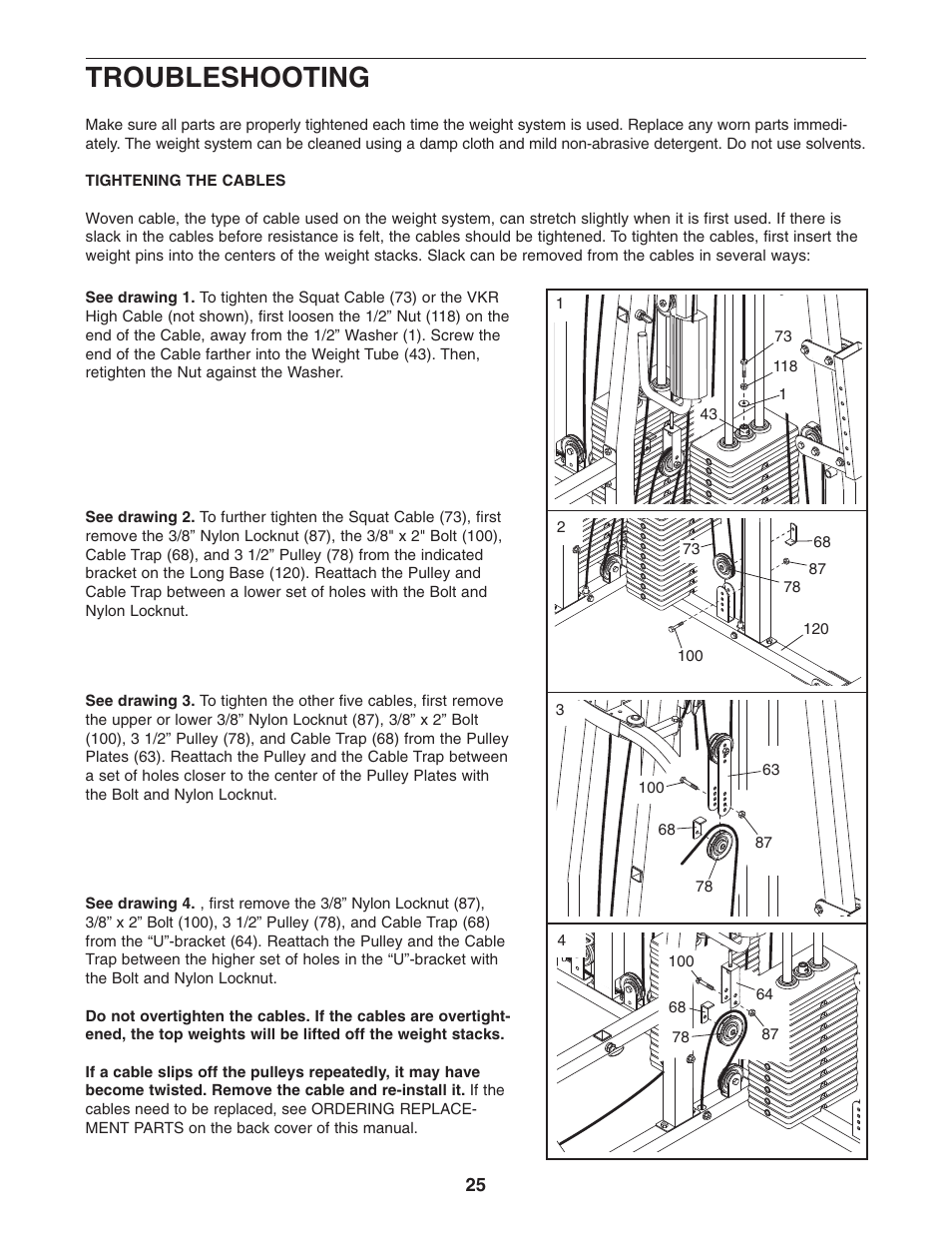 Troubleshooting | Weider WESY38322 User Manual | Page 25 / 33