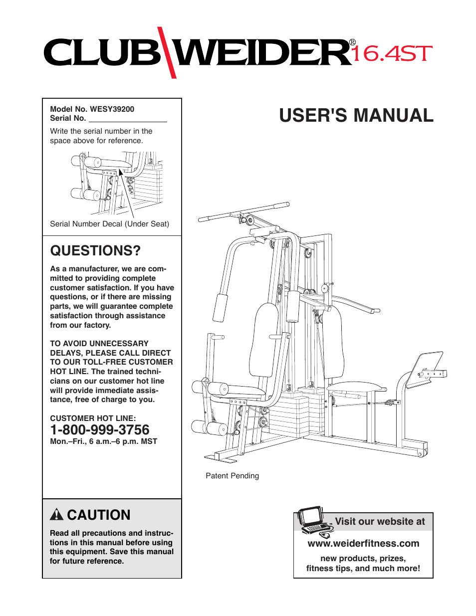 Weider WESY39200 User Manual | 33 pages