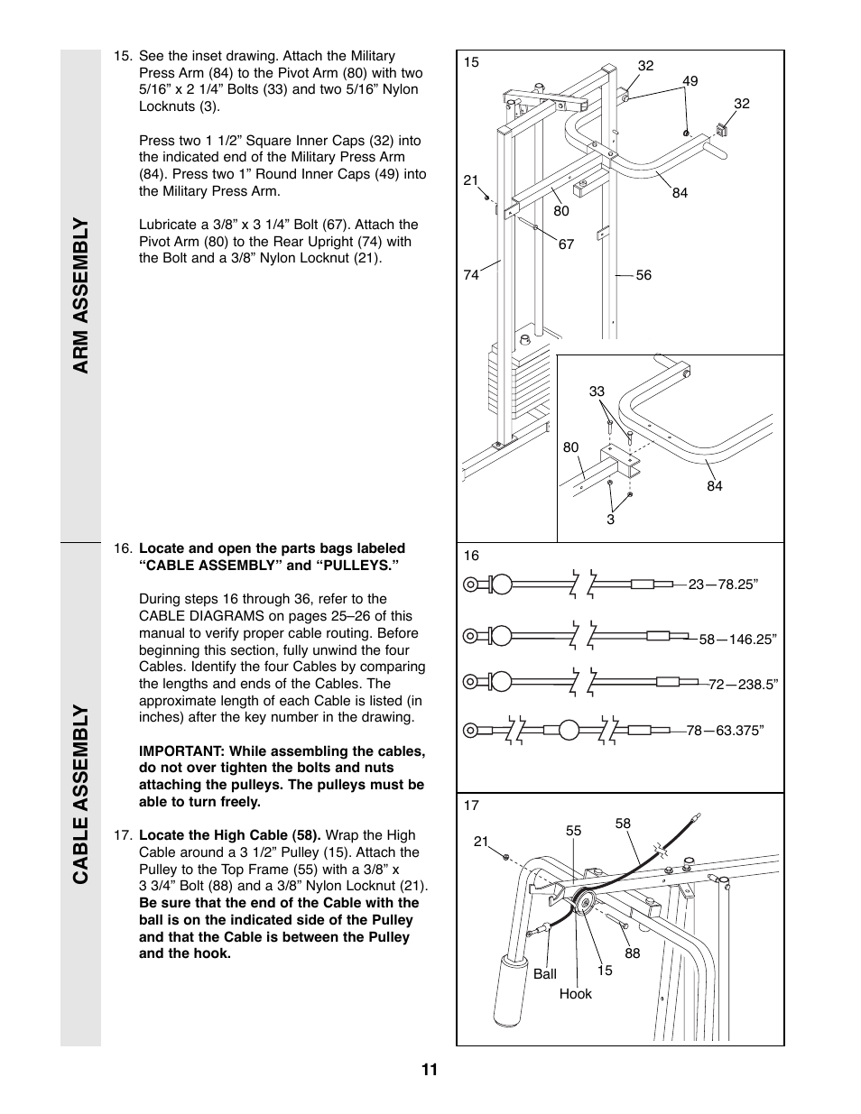 Arm assembl y cable assembl y | Weider WESY39200 User Manual | Page 11 / 33