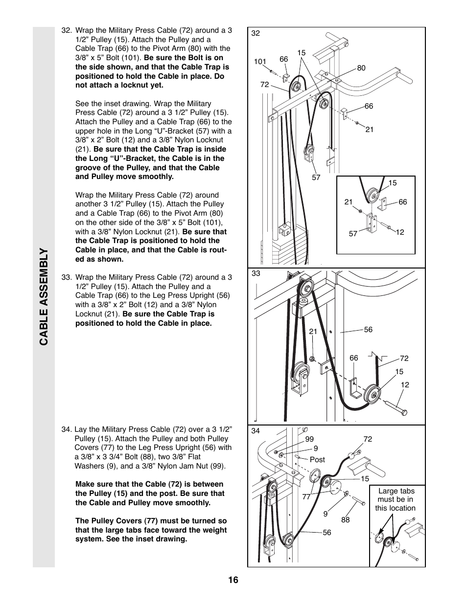 Cable assembl y | Weider WESY39200 User Manual | Page 16 / 33
