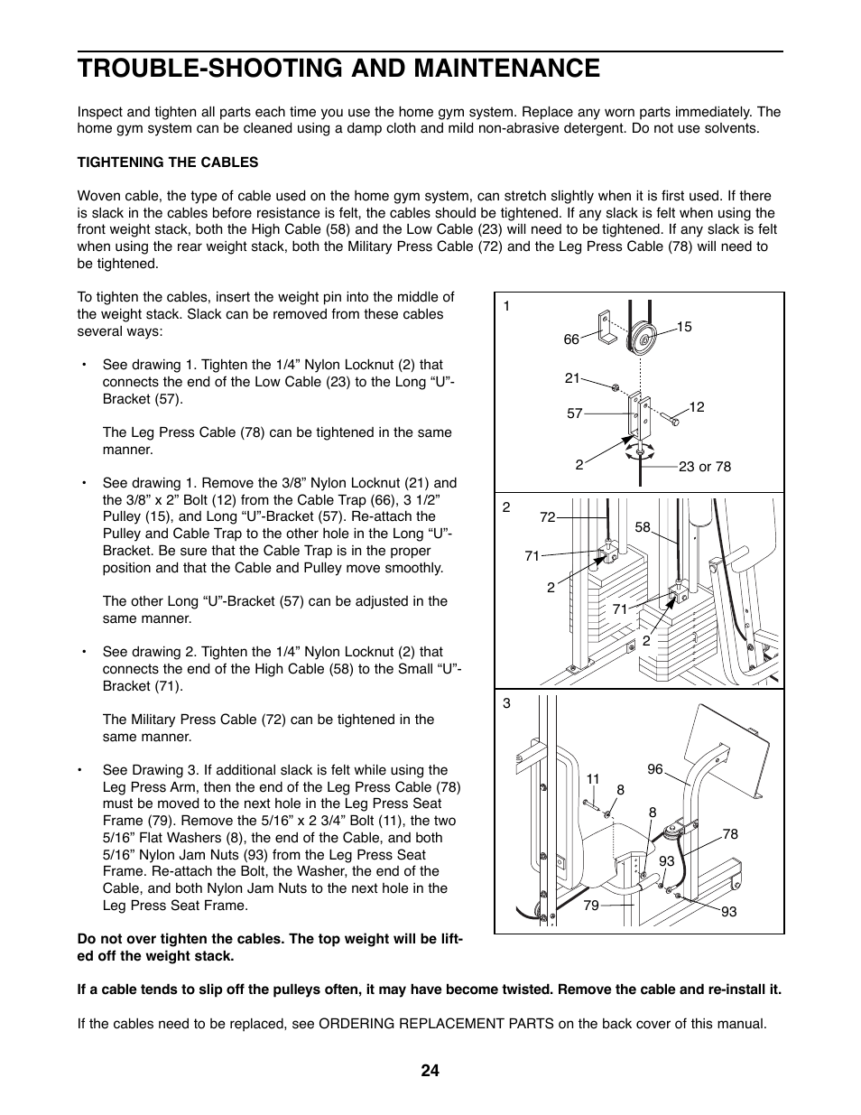 Trouble-shooting and maintenance | Weider WESY39200 User Manual | Page 24 / 33