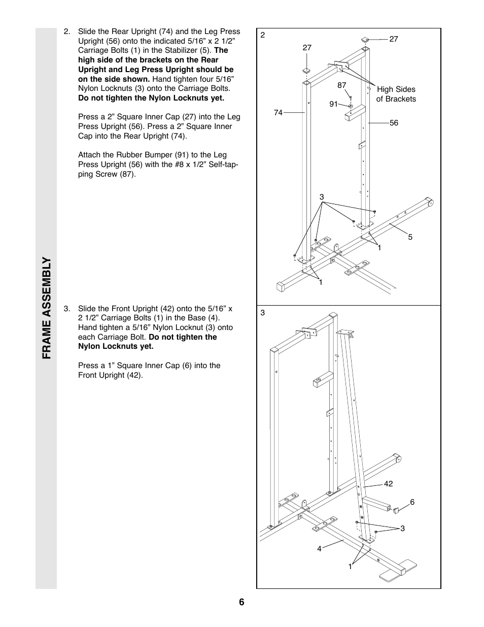 Frame assembl y | Weider WESY39200 User Manual | Page 6 / 33