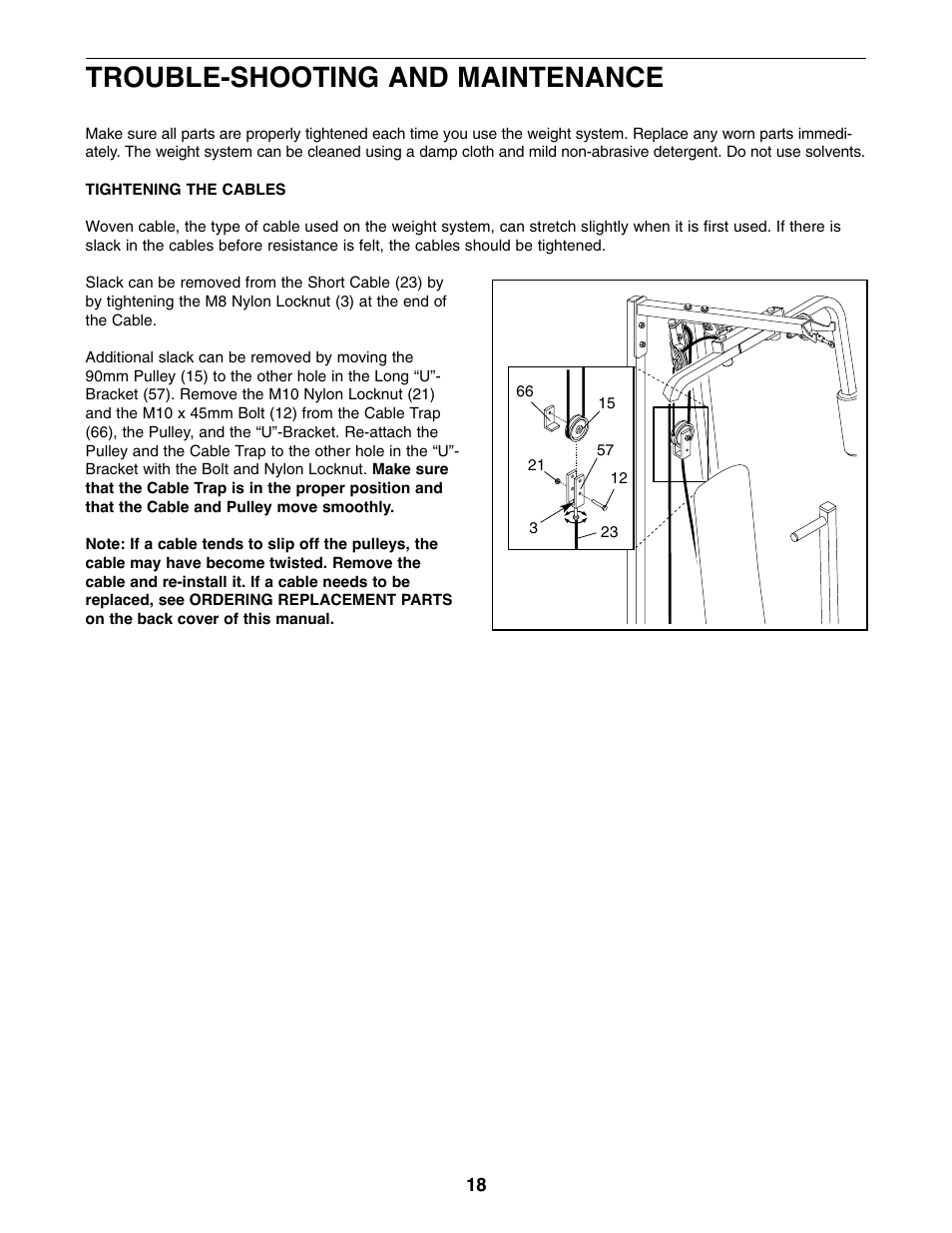 Trouble-shooting and maintenance | Weider 8920 User Manual | Page 18 / 27