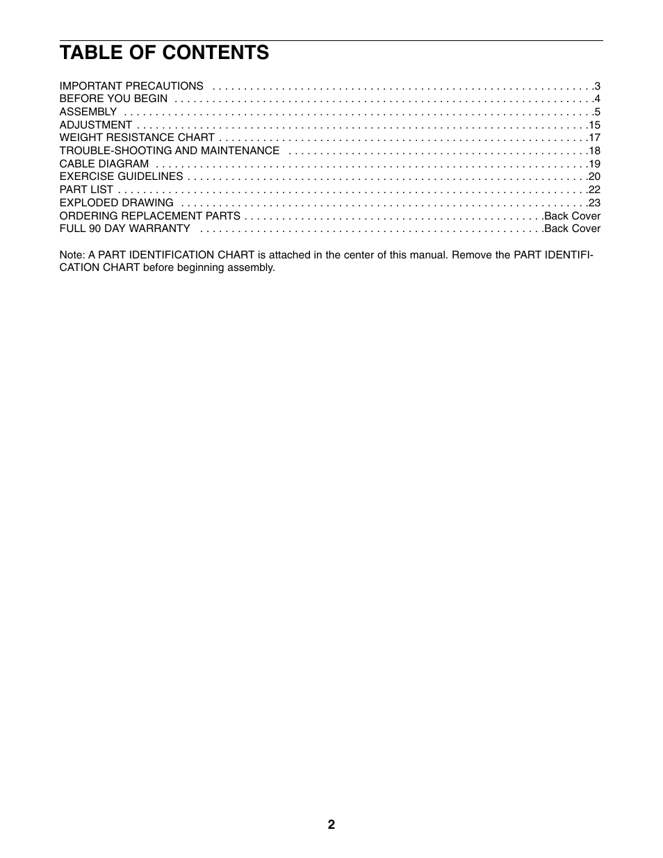 Weider 8920 User Manual | Page 2 / 27