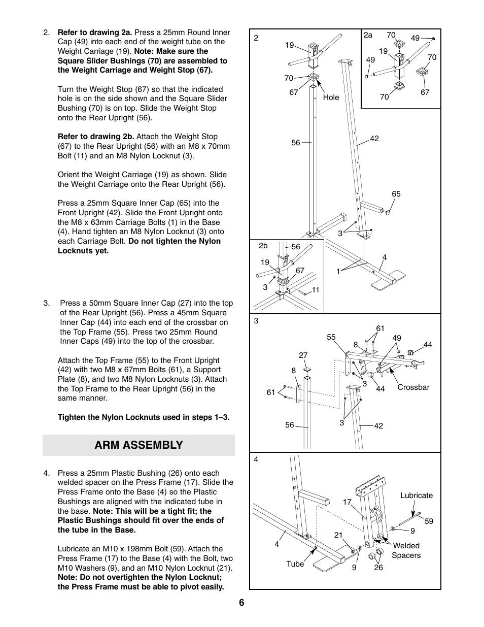 Arm assembly | Weider 8920 User Manual | Page 6 / 27