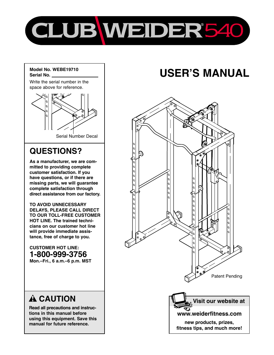 Weider WEBE19710 User Manual | 16 pages