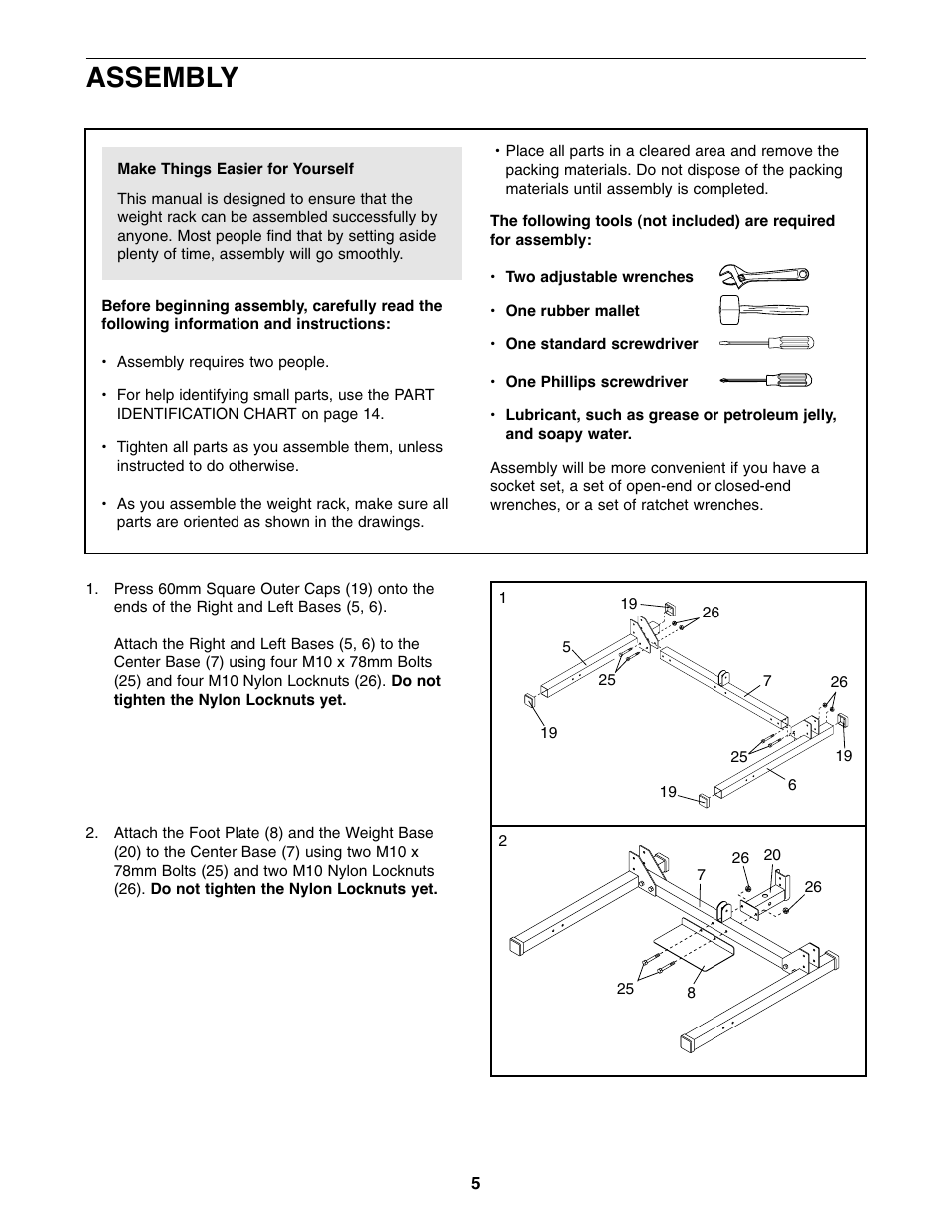 Assembly | Weider WEBE19710 User Manual | Page 5 / 16