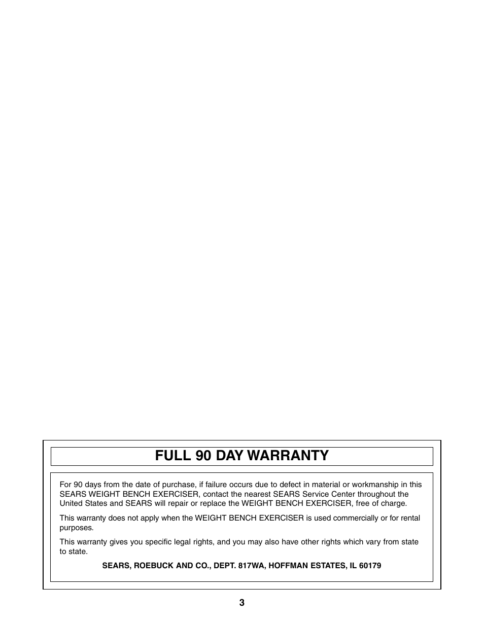 Full 90 day warranty | Weider 831.150381 User Manual | Page 3 / 24
