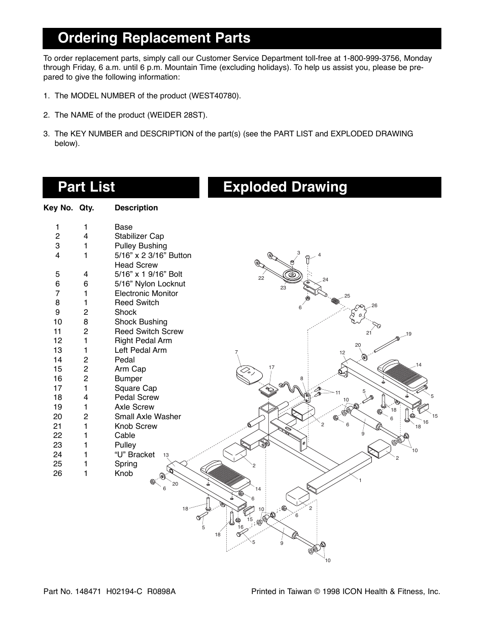 Weider 28ST User Manual | Page 4 / 4