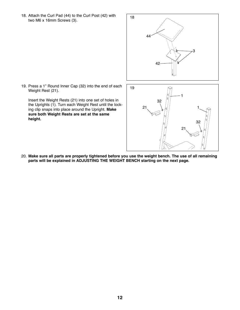 Weider WEBE07790 User Manual | Page 12 / 22