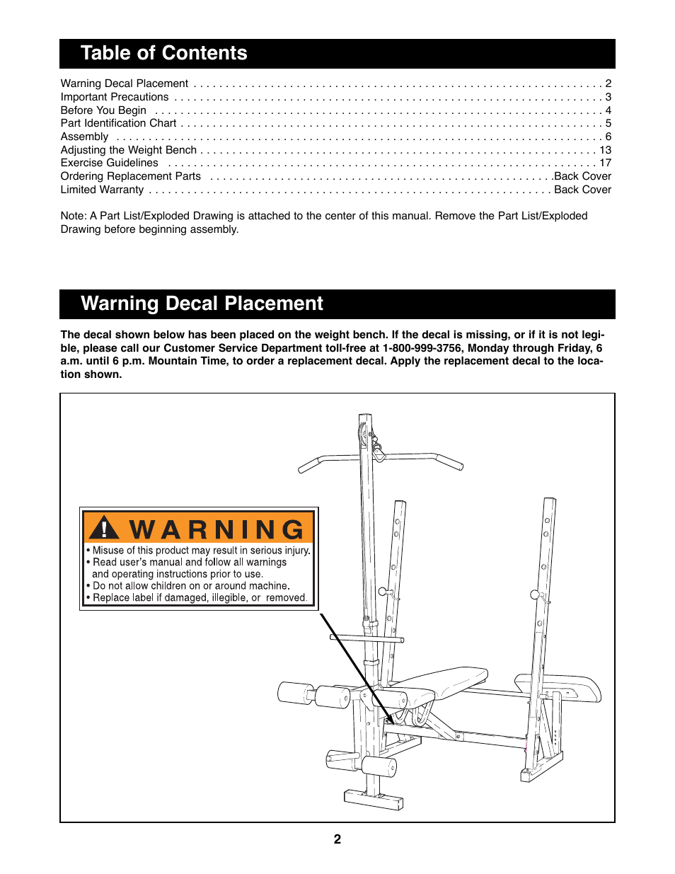 Weider WEBE07790 User Manual | Page 2 / 22