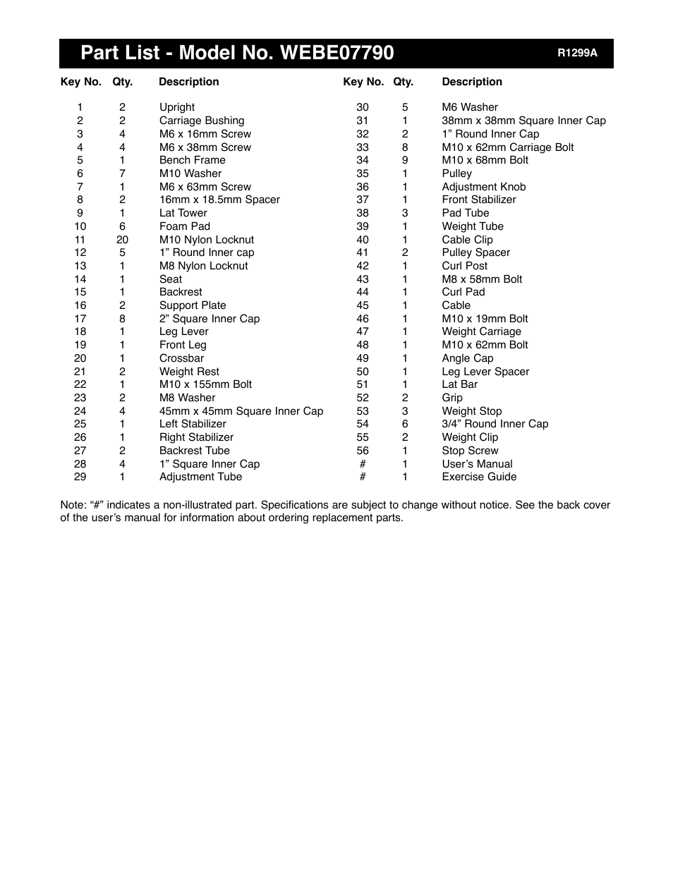 Weider WEBE07790 User Manual | Page 20 / 22