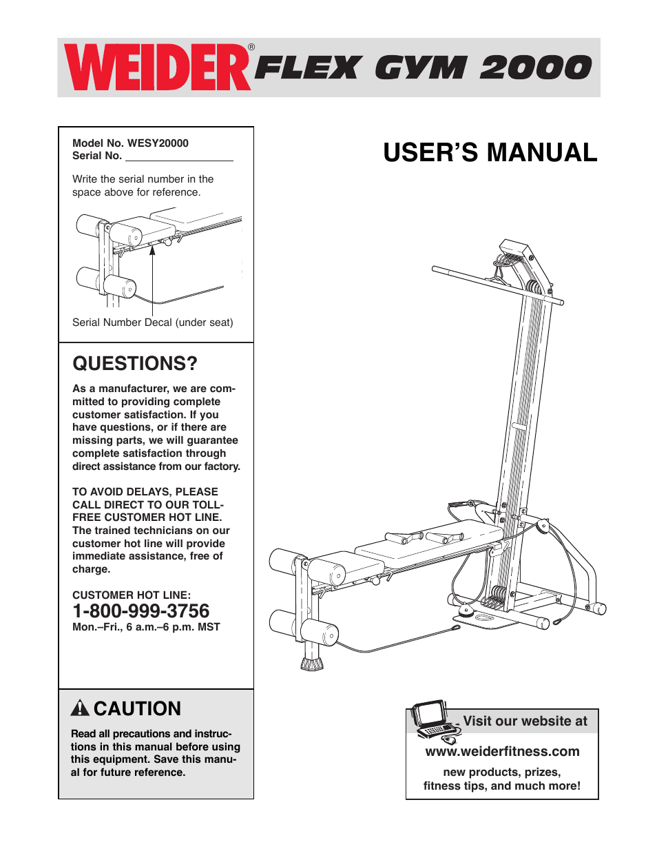 Weider WESY20000 User Manual | 18 pages