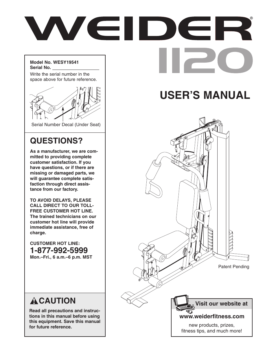 Weider WESY19541 User Manual | 28 pages