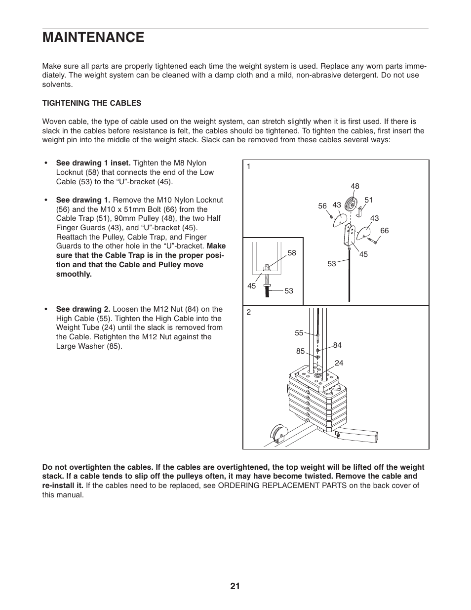 Maintenance | Weider WESY19541 User Manual | Page 21 / 28