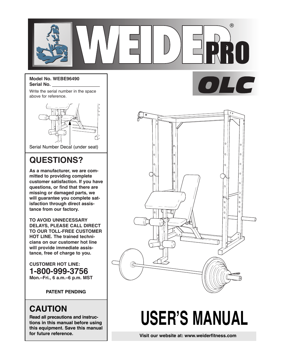 Weider WEBE96490 User Manual | 23 pages